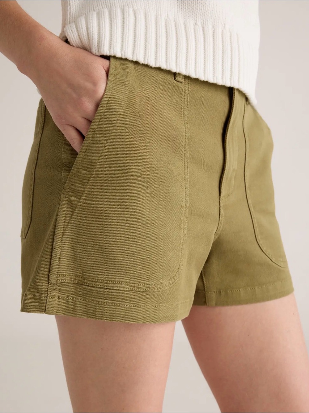 Quince Olive-Green Cotton Utility Shorts - Women